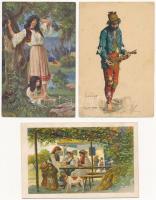 Cigányok - 3 db régi képeslap / Gypsy folklore - 3 pre-1945 postcards
