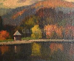 Balla Béla (1882 - 1965): Tópart. Olaj, vászon. Jelzett. Hátoldalán eredeti tiket 1926. 47x50 cm