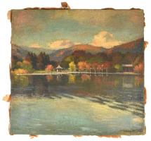 Balla Béla (1882 - 1965): Tópart. Olaj, vászon. Jelzett. Hátoldalán eredeti tiket 1926. 47x50 cm