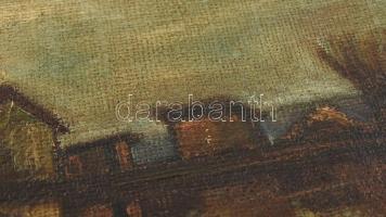 Remsey Jenő (1885-1970): Falusi házak. Olaj, vászon. Hátoldalon: Fecit 1923. Restaurált. Jelezve bal...