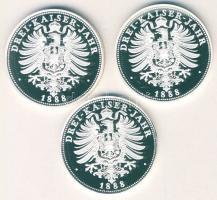 NSZK DN "1888-3 császár éve-I.Vilmos, III.Frigyes, II.Vilmos" 3klf színezüst emlékérem, 3x...