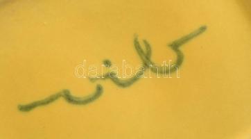 B. Várdeák Ildikó (1929-2013): Retró tálka, mázas kerámia , jelzett,, sérült, 13,5x11 cm