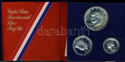 USA 1976. 1/4$ "Washington", 1/2$ "Kennedy", 1$ "Roosevelt" szettben "200. évforduló" T:PP Tanúsítvánnyal!