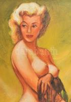 E.Z. Alex jelzéssel: Elvgren (Pin-up női akt). Olaj, vászon, javított, szakadással, 50x40 cm