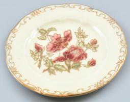 Zsolnay virágmintás kis tálka, kézzel festett, jelzett, kis kopásokkal, d: 8,5 cm