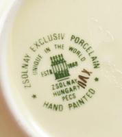 Zsolnay virágmintás kis tálka, kézzel festett, jelzett, kis kopásokkal, d: 8,5 cm