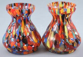 Retró üveg váza, lepattanásokkal, m: 9,5 cm