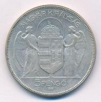 1930. 5P Ag "Horthy jobbra" T:2- patina, ph, kis ü.
Adamo P8