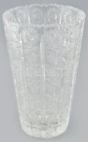 Dúsan csiszolt ólomkristály váza, apró kopásokkal, m: 21,5 cm