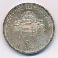 1938. 5P Ag "Szent István" T:2 patina Adamo P8.1