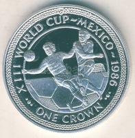 Man-sziget 1986. 1C "Mexikói Labdarúgó VB-két focista" ezüstözve T:PP Tanúsítvánnyal!