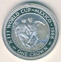 Man-sziget 1986. 1C "Mexikói Labdarúgó VB-két focista térkép előtt" ezüstözve T:PP Tanúsít...