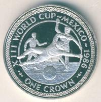 Man-sziget 1986. 1C "Mexikói Labdarúgó VB-három focista a pályán" ezüstözve T:PP Tanúsítvá...