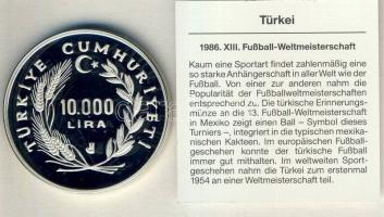 Törökország 1986. 10.000L Ag "Mexikói Labdarúgó VB" T:PP Csak 5000db, tanúsítvánnyal!