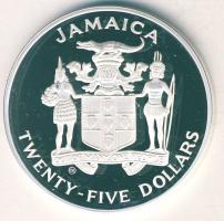 Jamaica 1986. 25$ Ag "Mexikói Labdarúgó VB- két focista" T:PP Tanúsítvánnyal!