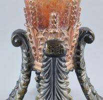 Díszes barokkos váza, festett epoxigyanta, antikolt, m: 36,5cm