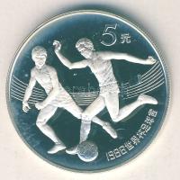 Kína 1986. 5Y Ag "Mexikói Labdarúgó VB- két focista" T:PP Csak 10.000db, tanúsítvánnyal!