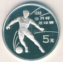 Kína 1986. 5Y Ag "Mexikói Labdarúgó VB-focista" T:PP Csak 8500db, tanúsítvánnyal!