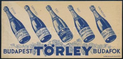 cca 1920 Törley pezsgőgyár reklámos számolócédula