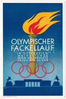 1936 Olympischer Fackellauf in Österreich Weihestunde Wien Heldenplatz / Olimpiai fáklyaváltó Ausztriában / Olympic torch relay in Austria, Vienna + So. Stpl. (EK)