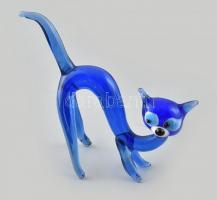 Muránói cica figura, jelzés nélkül, hibátlan, m: 8 cm