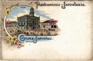 Jaroslaw, Jaroslau, Yareslov; Ratusz / Rathaus / town hall. Herman Aker Art Nouveau, floral, litho (EK)