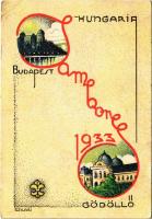 1933 Budapest-Gödöllő, Cserkész Jamboree. Kiadja a Magyar Cserkészszövetség / Hungarian boy scout jamboree art postcard s: Szilasi (EK)