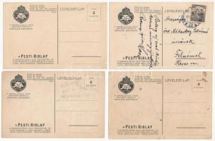 Budapest V. Szabadság tér, Trianon szoborcsoport, irredenta - 4 db régi lap Észak, Dél, Kelet, Nyuga...