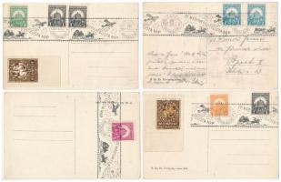 Budapest V. Szabadság tér, Trianon szoborcsoport, irredenta - 4 db régi lap Észak, Dél, Kelet, Nyuga...