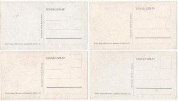 Budapest V. Szabadság tér, Trianon szoborcsoport, irredenta - 4 db régi lap Észak, Dél, Kelet, Nyuga...