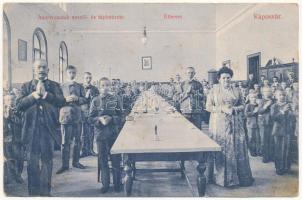 1915 Kaposvár, Államvasutak nevelő és tápintézete, étterem, belső. Fenyvesi Béla kiadása (EB)