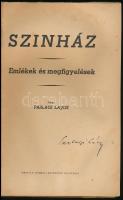 Parlagi Lajos: Szinház. Emlékek és megfigyelések. Nagyvárad, [1941], "Grafika" Nyomdai Műi...