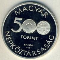 1986. 500Ft Ag "Mexikói Labdarúgó VB-játékosok" T:PP Tanúsítvánnyal!
