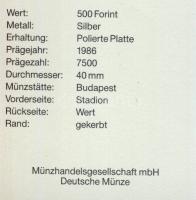 1986. 500Ft Ag "Mexikói Labdarúgó VB-stadion" T:PP Tanúsítvánnyal!