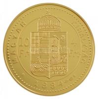 DN "Magyar aranypénzek utánveretben - Ferenc József 4 Ft" aranyozott Ag emlékérem kapszulá...