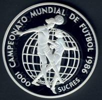 Ecuador 1986. 1000S Ag "Mexikói Labdarúgó VB-két játékos" T:PP Csak 10.000db, tanúsítvánny...