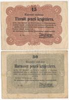 1849. 15kr + 30kr Kossuth bankó T:III,III- Adamo G102, G103