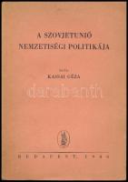 Kassai Géza: A Szovjetunió nemzetiségi politikája. Bp., 1946., Athenaeum, 106+1 p.+1 (kihajtható térképpel) t. Kiadói papírkötés, javított kötéssel.