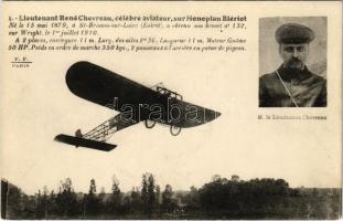 Lieutenant René Chevreau, celebre aviateur, sur Monoplan Blériot / Blériot monoplane, French aviator