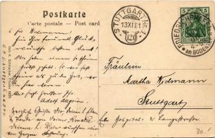 1906 Luftschiff des Grafen Zeppelin - Friedrichshafen, Kgl. Schloss / German airship over the royal ...