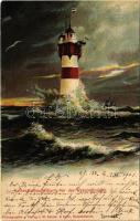 1901 Bremerhaven, Rothesandleuchtthurm vor der Wesermündung / lighthouse