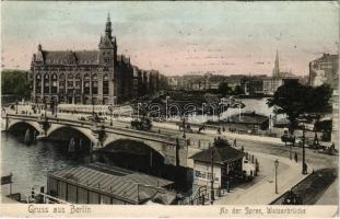 1906 Berlin, An der Spree, Waisenbrücke / street view, riverside, bridge (EK)