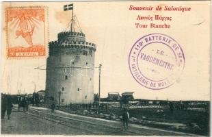 1916 Thessaloniki, Saloniki, Salonica, Salonique; Tour Blanche / White Tower + 110. Batterie de 58m/m Ier Artillerie de Montagne (r)