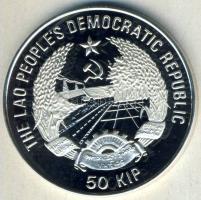 Laosz 1988. 50K Ag "Mexikói Labdarúgó VB-játékosok a kapu előtt" T:PP Csak 5000db, tanúsítvánnyal!