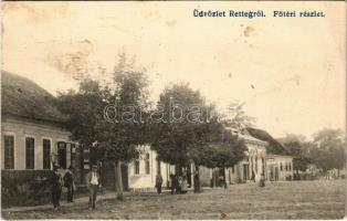 1917 Retteg, Reteag; Fő tér, üzlet / main square, shop (EK)