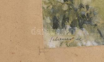 Schéner Mihály (1923-2009): Tájkép. Akvarell, papír, jelzett. 24x34 cm