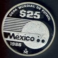 Mexikó 1985. 25P Ag "Mexikói Labdarúgó VB-embléma a labdában" T:PP Tanúsítvánnyal!