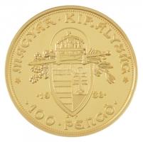 DN "Magyar aranypénzek utánveretben - 100 Pengő" aranyozott Ag emlékérem kapszulában, tanú...