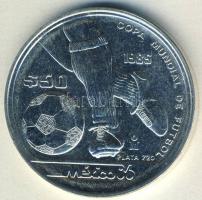 Mexikó 1985. 50P Ag "Mexikói Labdarúgó VB-lábak, labda" T:BU Tanúsítvánnyal!