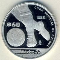 Mexikó 1985. 50P Ag "Mexikói Labdarúgó VB-lábak, labda" T:PP